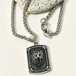Lion head silver Pendant Necklace Stainless Steel
